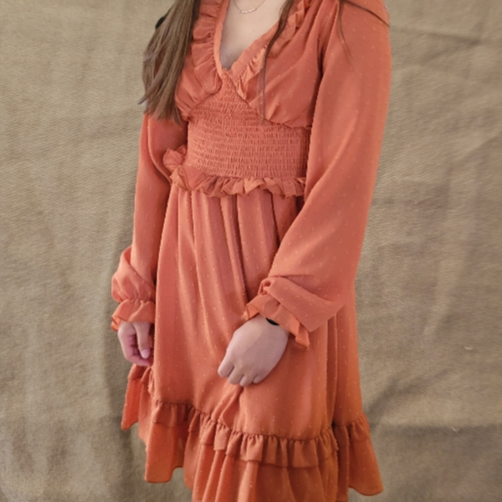Altar'd State Dress JR. Rust Orange Long Sleeved